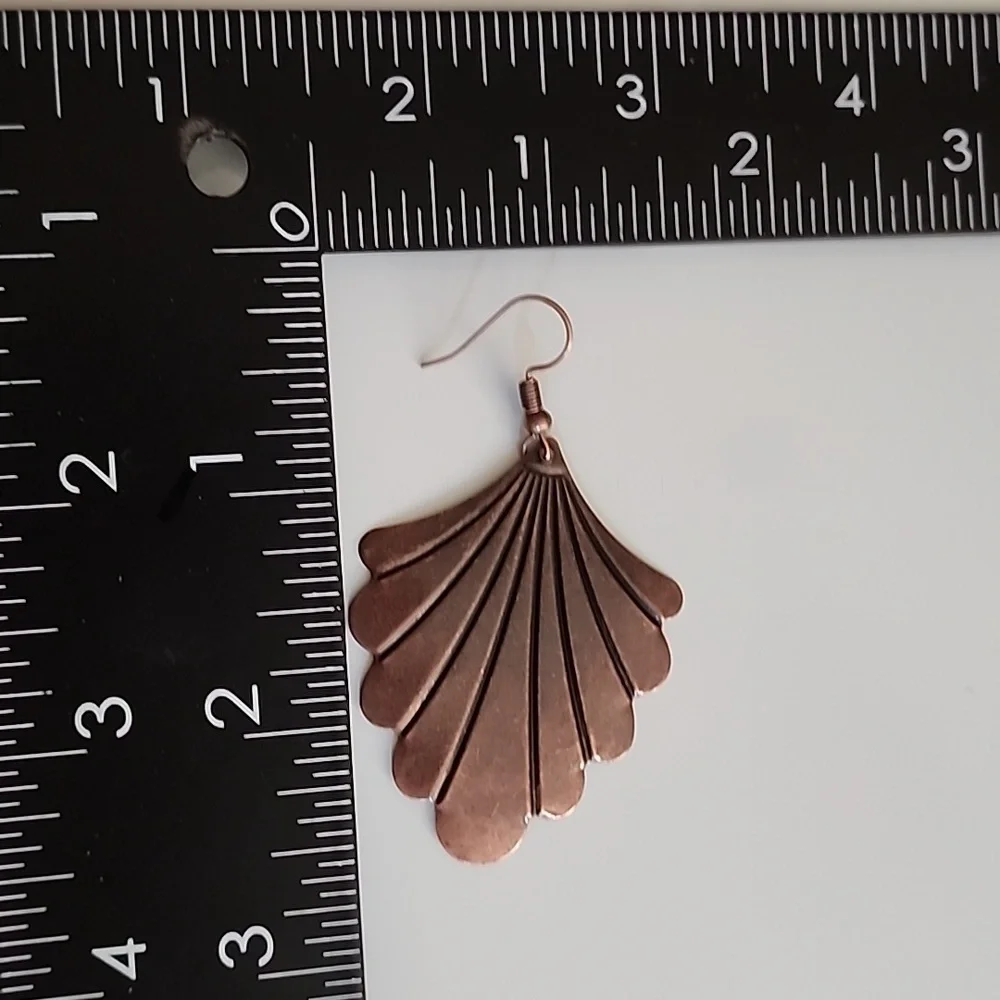 Copper Dangle Boho Drop earrings - Picture 2 of 2